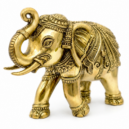Royal Elephant Brass Figurine | Vastu Remedy for Strength, Stability & Good Fortune | 4 Inch | 190 g