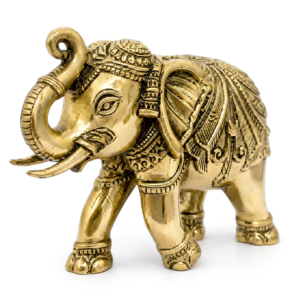 Royal Elephant Brass Figurine | Vastu Remedy for Strength, Stability & Good Fortune | 4 Inch | 190 g