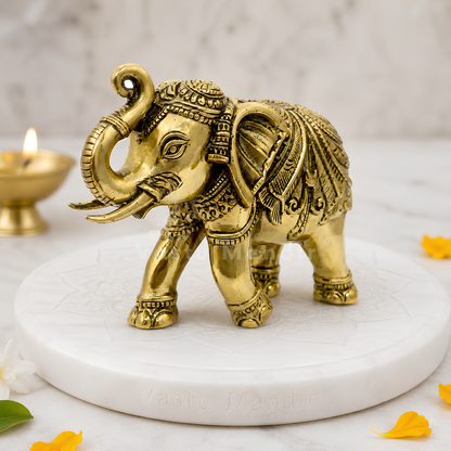 Royal Elephant Brass Figurine | Vastu Remedy for Strength, Stability & Good Fortune | 4 Inch | 190 g