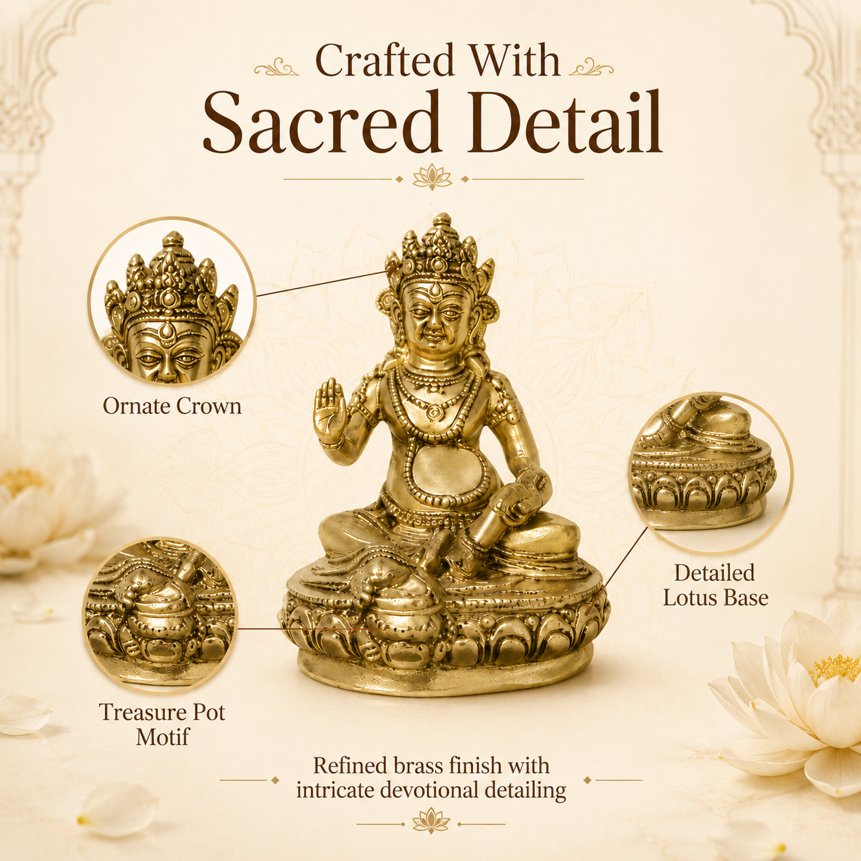 Big Kuber Ji Idol | Brass Statue for Wealth, Prosperity & Financial Stability | 19 x 12 cm | 1.990 kg