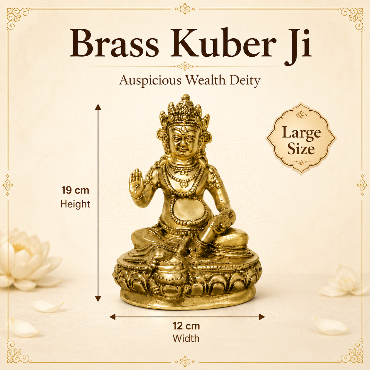 Big Kuber Ji Idol | Brass Statue for Wealth, Prosperity & Financial Stability | 19 x 12 cm | 1.990 kg