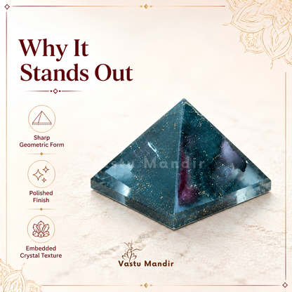 Black Tourmaline Orgone Pyramid | Vastu Remedy for Protection, Grounding & EMF Shielding | 1 Inch | 20 g