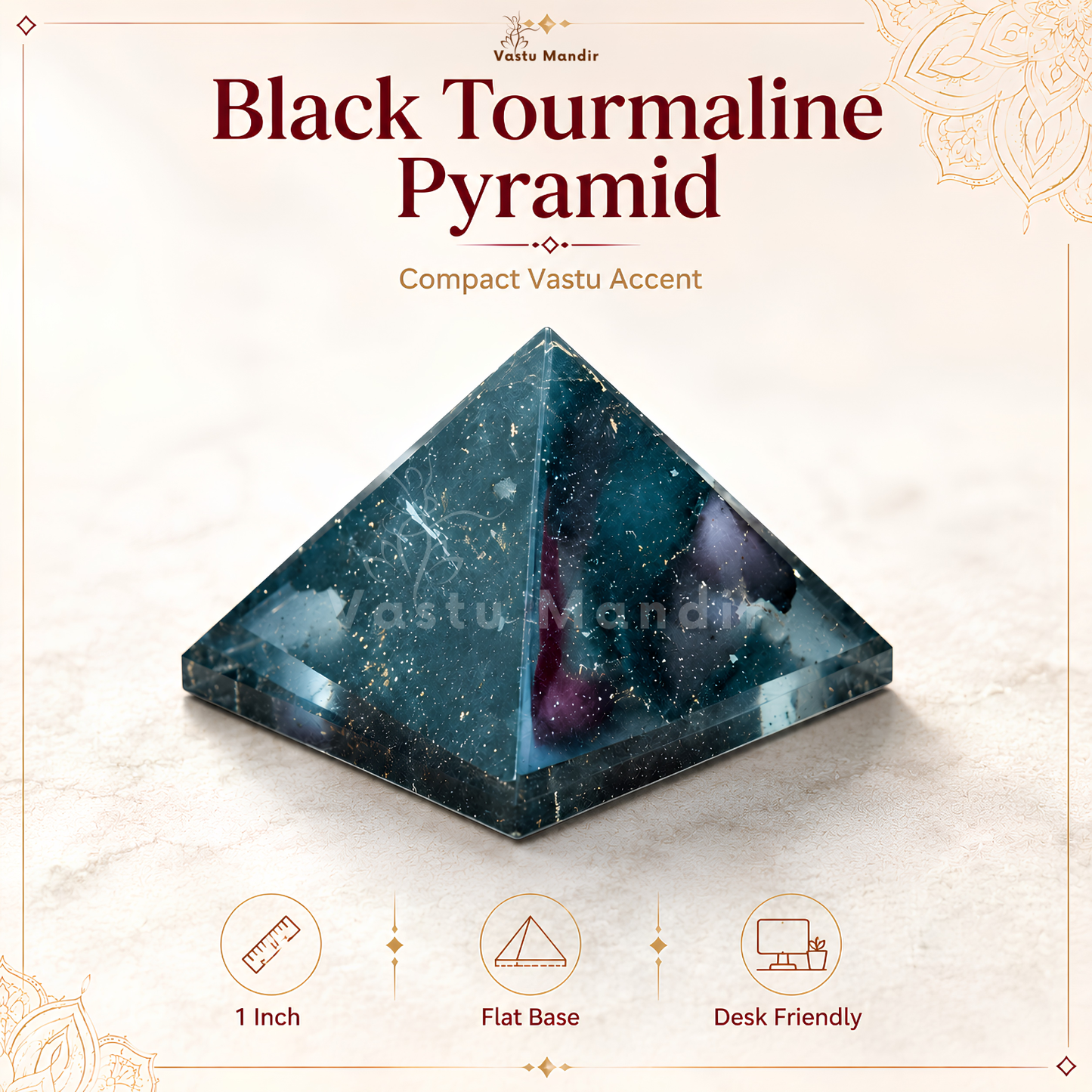 Black Tourmaline Orgone Pyramid | Vastu Remedy for Protection, Grounding & EMF Shielding | 1 Inch | 20 g