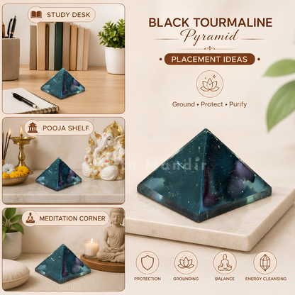 Black Tourmaline Orgone Pyramid | Vastu Remedy for Protection, Grounding & EMF Shielding | 1 Inch | 20 g