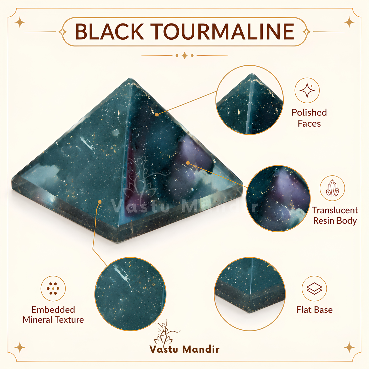 Black Tourmaline Orgone Pyramid | Vastu Remedy for Protection, Grounding & EMF Shielding | 1 Inch | 20 g