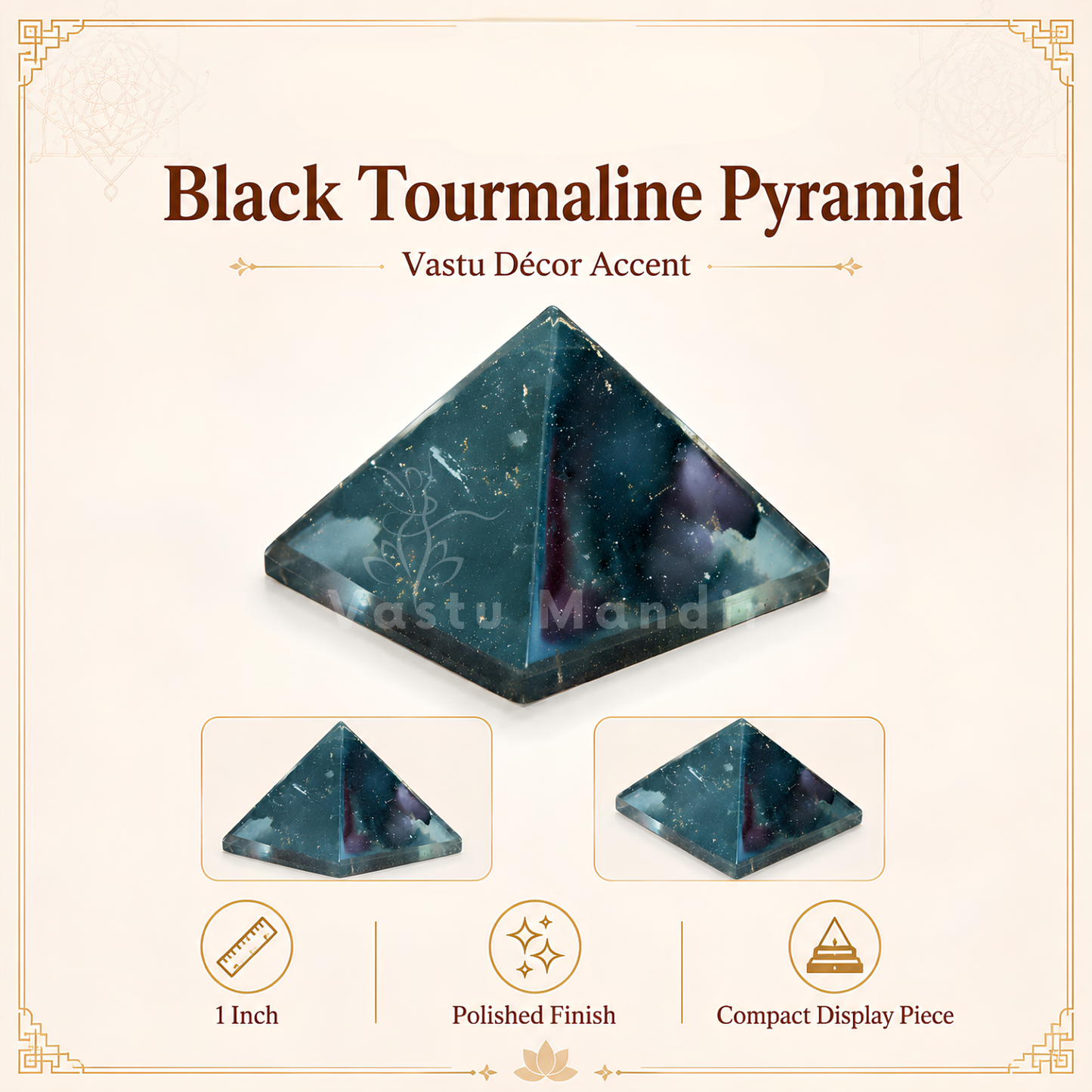 Black Tourmaline Orgone Pyramid | Vastu Remedy for Protection, Grounding & EMF Shielding | 1 Inch | 20 g