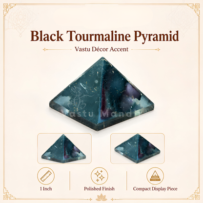 Black Tourmaline Orgone Pyramid | Vastu Remedy for Protection, Grounding & EMF Shielding | 1 Inch | 20 g