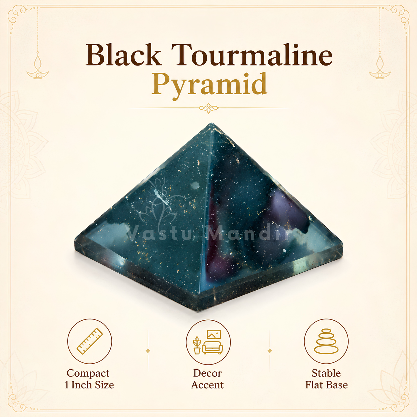 Black Tourmaline Orgone Pyramid | Vastu Remedy for Protection, Grounding & EMF Shielding | 1 Inch | 20 g