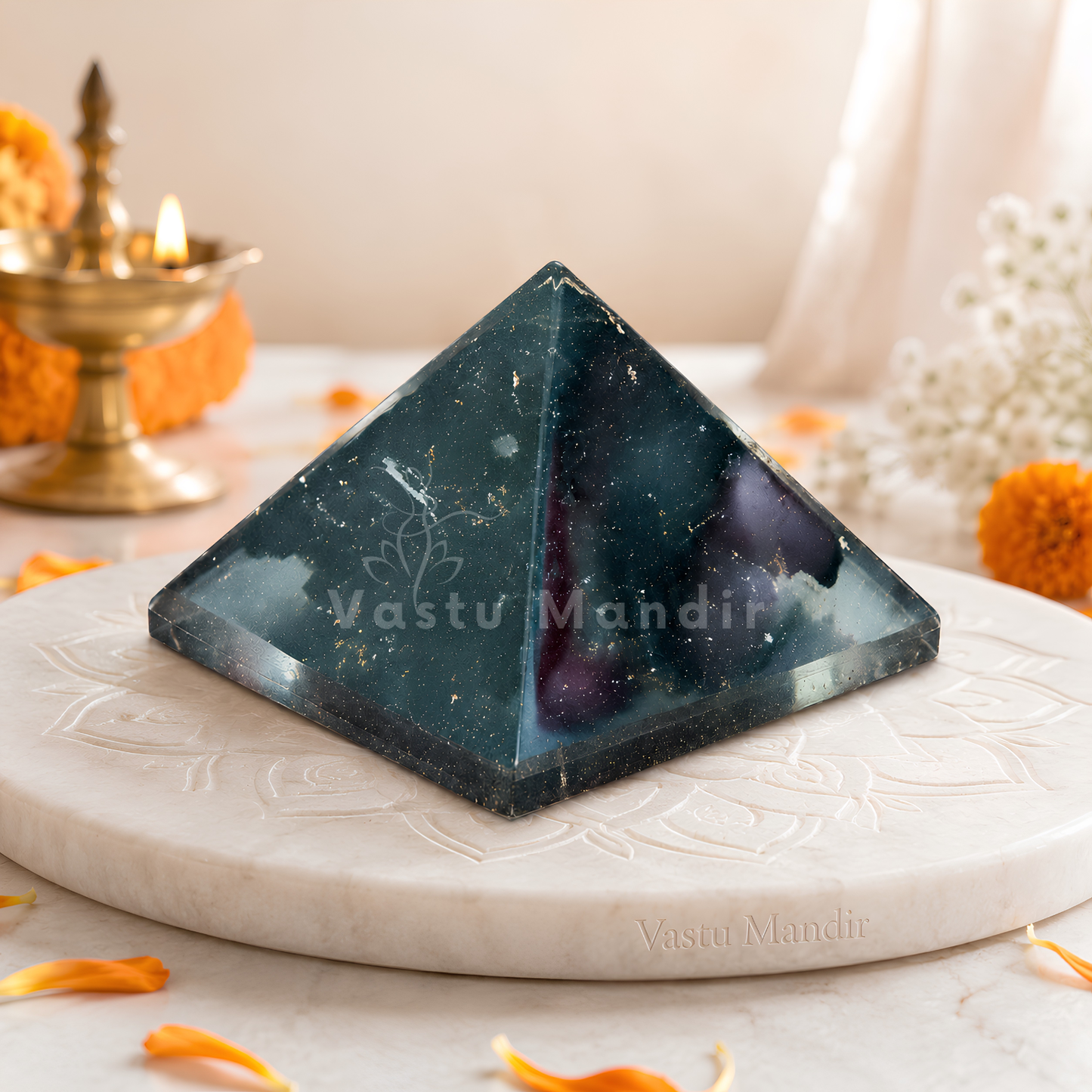 Black Tourmaline Orgone Pyramid | Vastu Remedy for Protection, Grounding & EMF Shielding | 1 Inch | 20 g