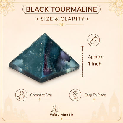 Black Tourmaline Orgone Pyramid | Vastu Remedy for Protection, Grounding & EMF Shielding | 1 Inch | 20 g