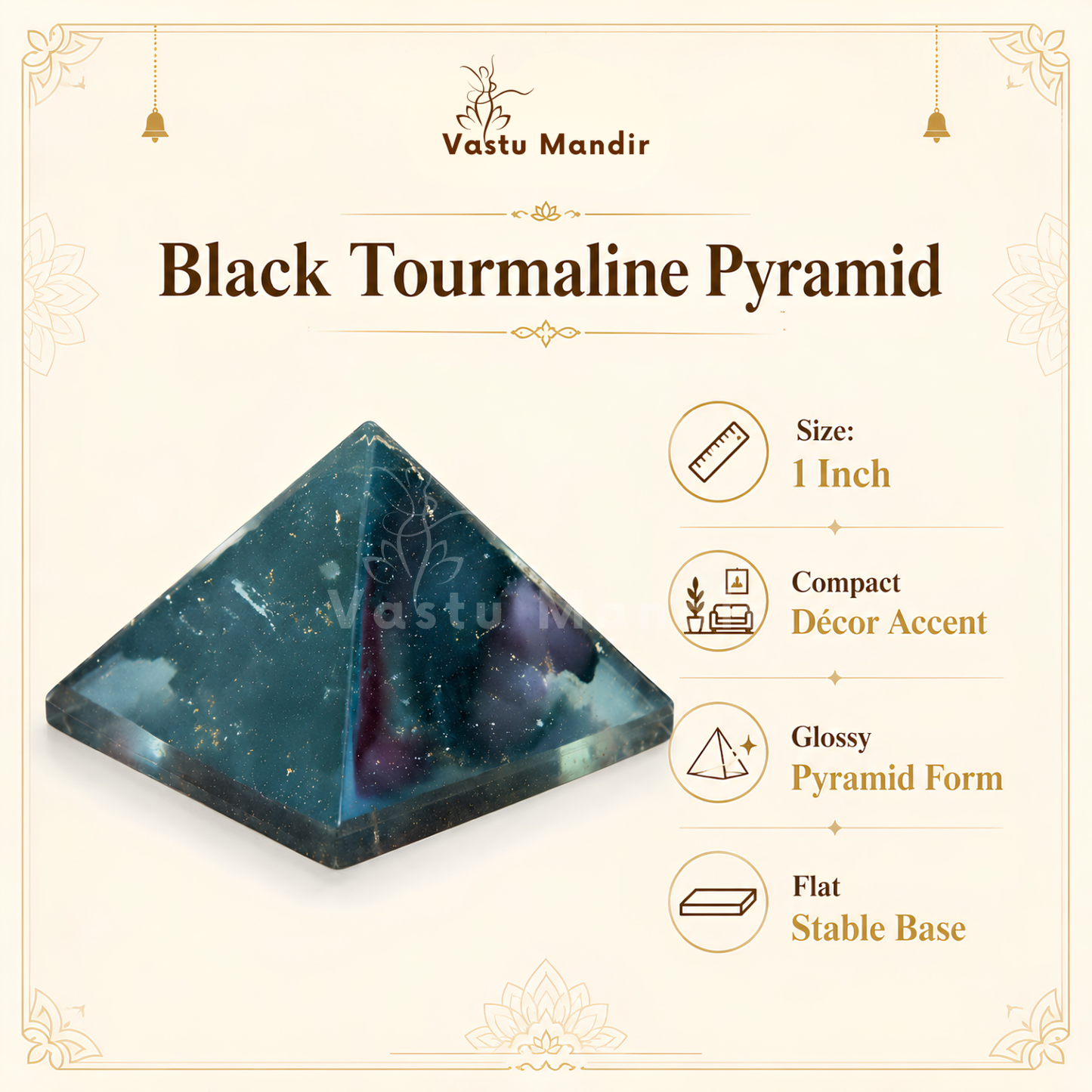 Black Tourmaline Orgone Pyramid | Vastu Remedy for Protection, Grounding & EMF Shielding | 1 Inch | 20 g