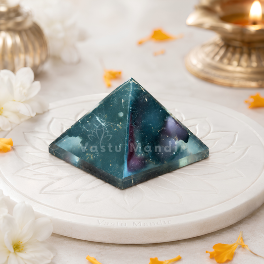 Black Tourmaline Orgone Pyramid | Vastu Remedy for Protection, Grounding & EMF Shielding | 1 Inch | 20 g