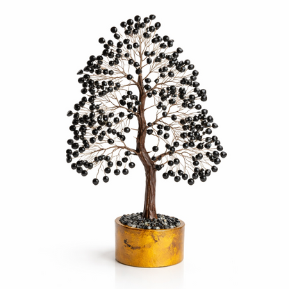 Black Tourmaline Crystal Tree – Vastu Remedy for Energy Protection | Entrance Purification | 300 Beads | 10 Inch