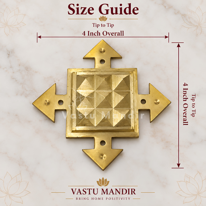 Brass Arrow Pyramid Plate – Vastu Remedy for South Direction Correction | Energy Flow Support | 4 x 4 Inch | ~350 g