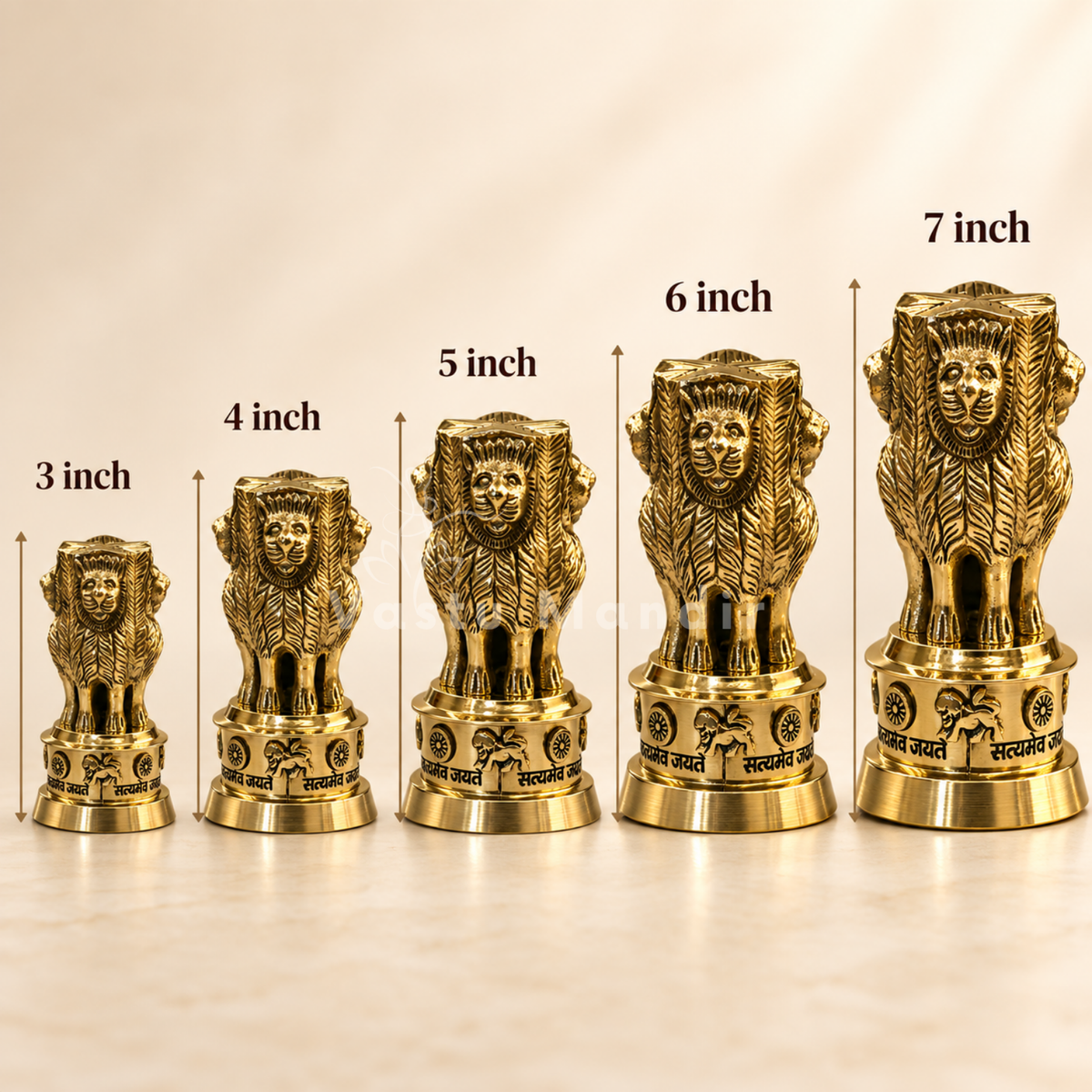 Brass Ashoka Stambh Idol Vastu Remedy for Authority, Recognition and Government Support for Home, Office Desk and Institutional Spaces | 3 - 7 inch |