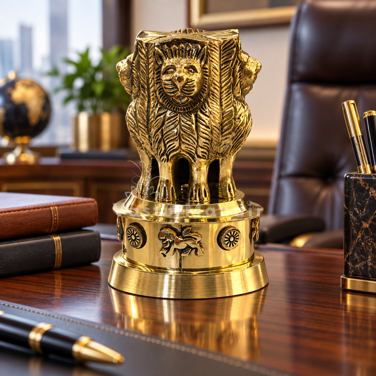 Brass Ashoka Stambh Idol Vastu Remedy for Authority, Recognition and Government Support for Home, Office Desk and Institutional Spaces | 3 - 7 inch |