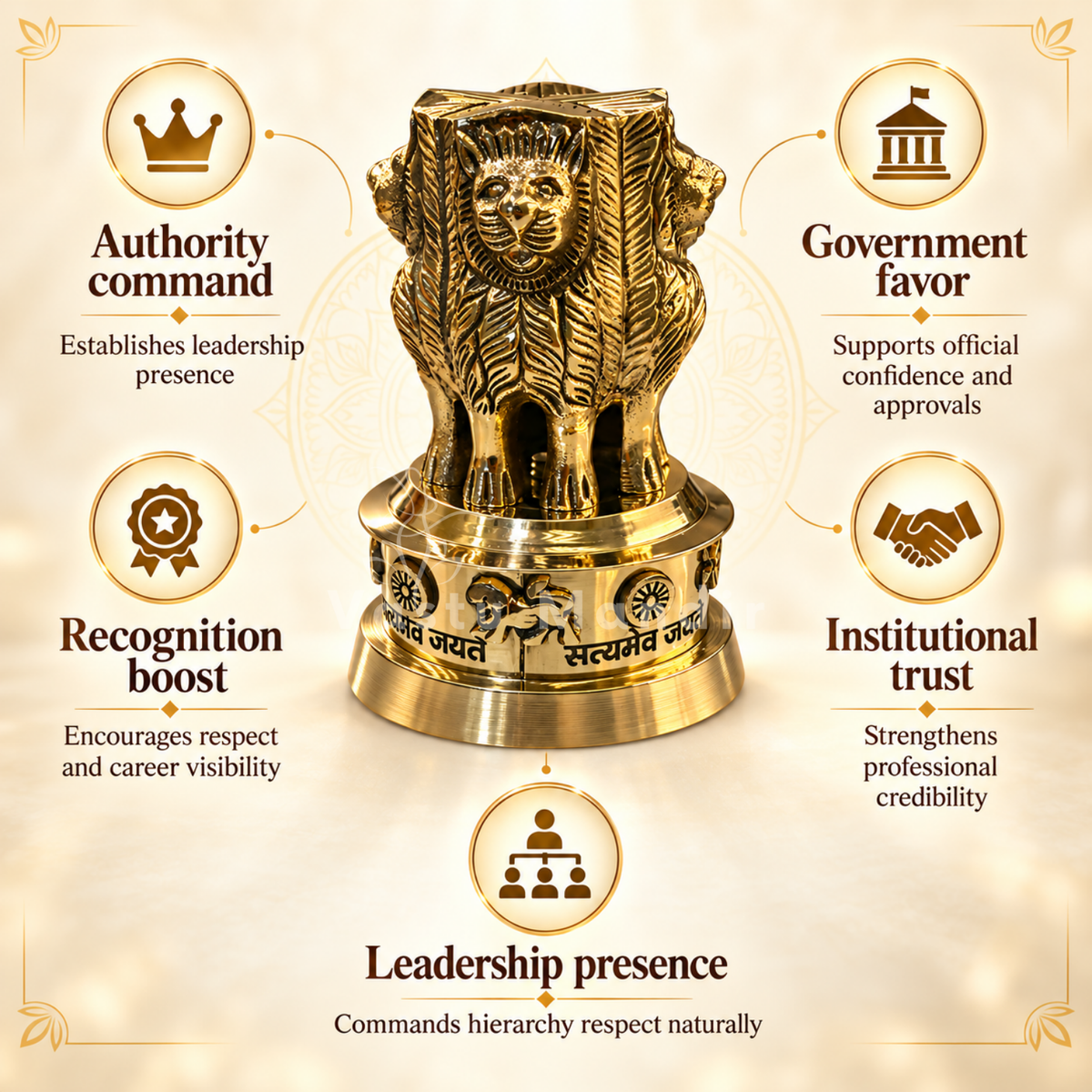 Brass Ashoka Stambh Idol Vastu Remedy for Authority, Recognition and Government Support for Home, Office Desk and Institutional Spaces | 3 - 7 inch |