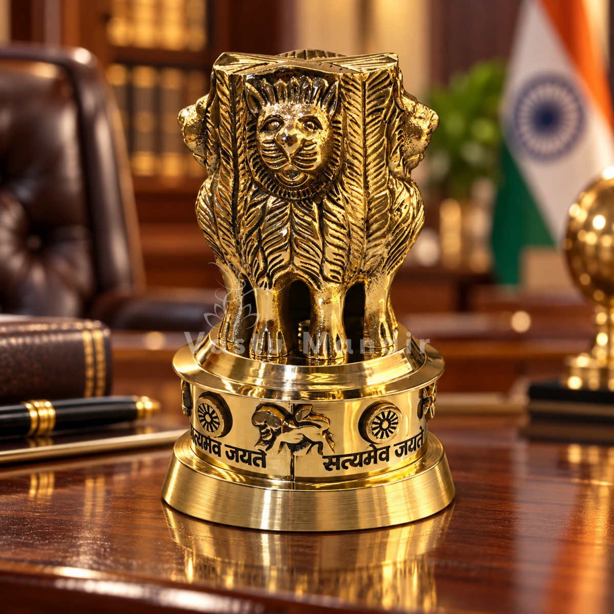 Brass Ashoka Stambh Idol Vastu Remedy for Authority, Recognition and Government Support for Home, Office Desk and Institutional Spaces | 3 - 7 inch |
