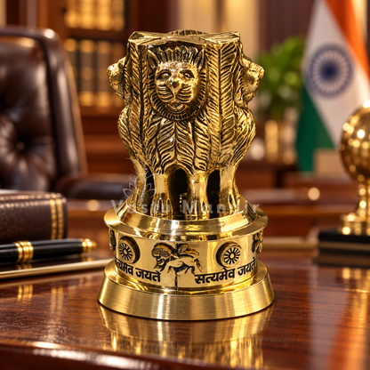 Brass Ashoka Stambh Idol Vastu Remedy for Authority, Recognition and Government Support for Home, Office Desk and Institutional Spaces | 3 - 7 inch |