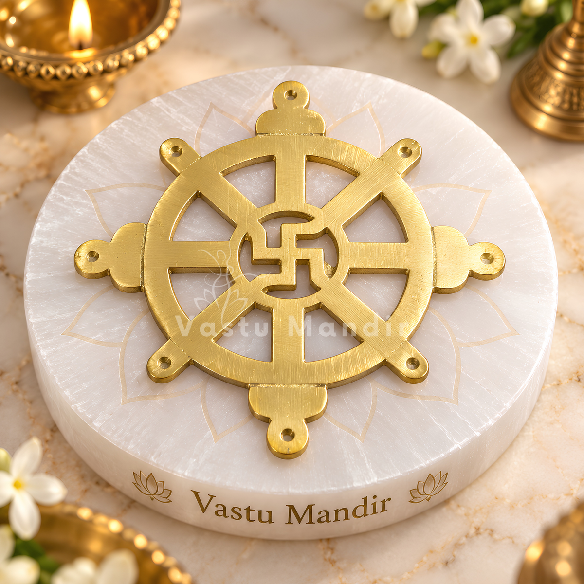Brass Chakra Satiya Helix – Vastu Remedy for West Direction Correction | Energy Balance Support | 4.5 Inch