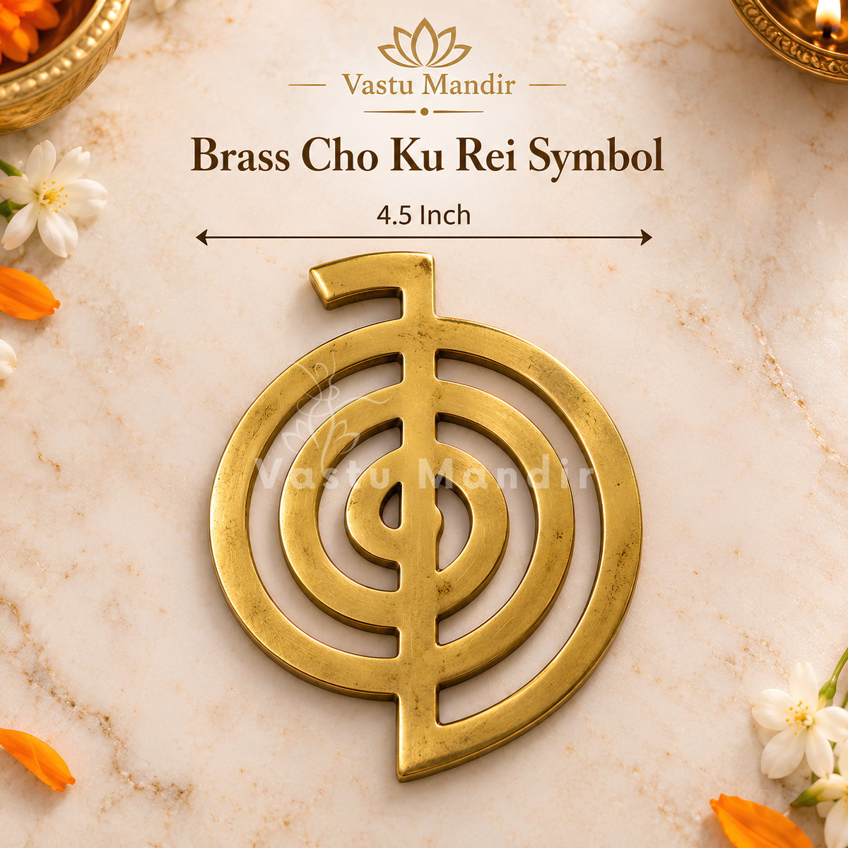 Brass Cho Ku Rei Symbol – Vastu Remedy for Protection & Energy Amplification | Reiki & Healing Use | 4.5 Inch