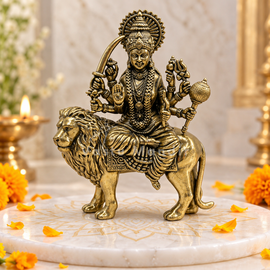 Durga Mata Ji Brass Idol | Vastu Remedy for Protection, Courage & Victory | 4–5 Inch | 200–370 g