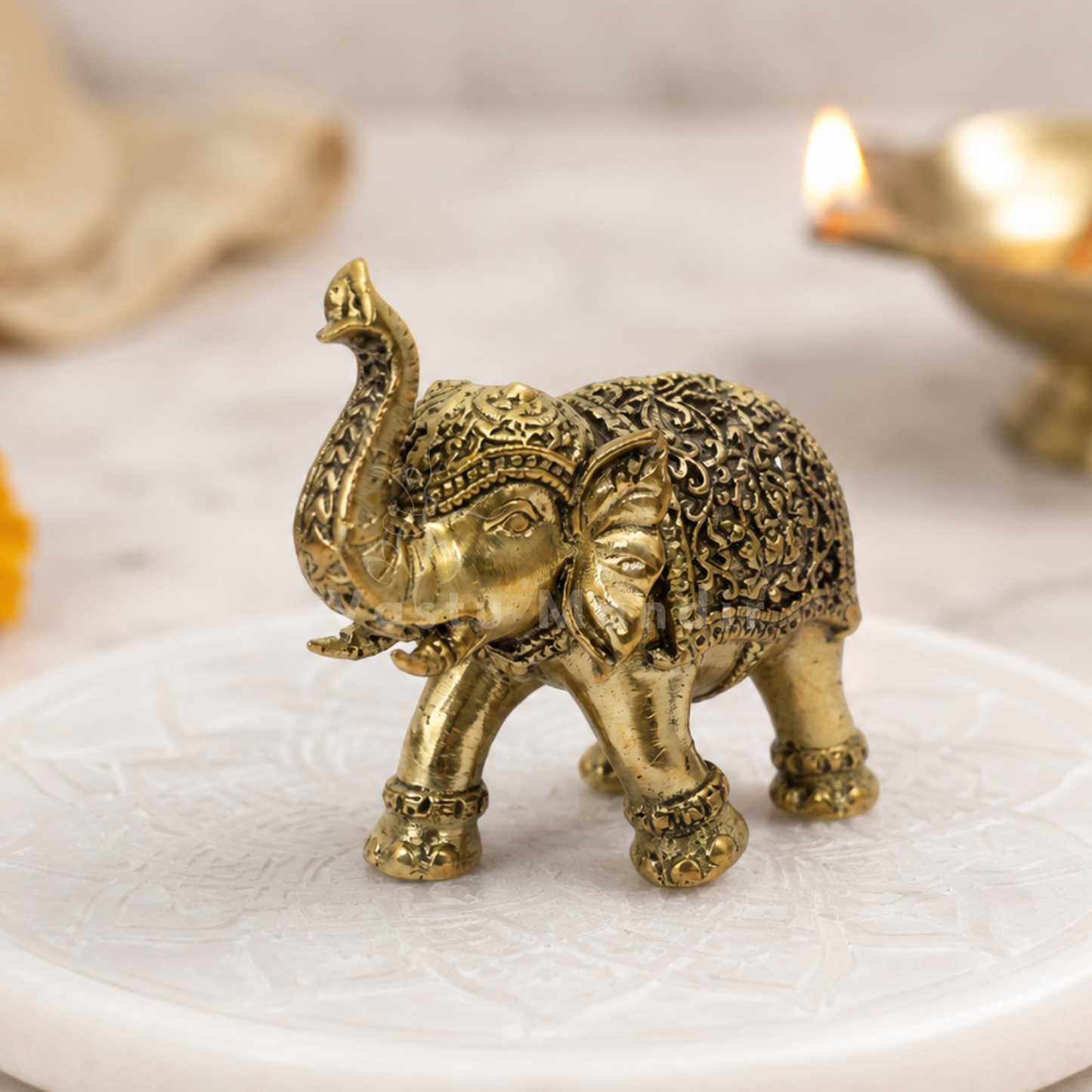 Royal Elephant Brass Figurine | Vastu Remedy for Strength, Stability & Good Fortune | 2 Inch | 60 g