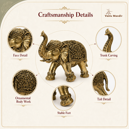Royal Elephant Brass Figurine | Vastu Remedy for Strength, Stability & Good Fortune | 2 Inch | 60 g