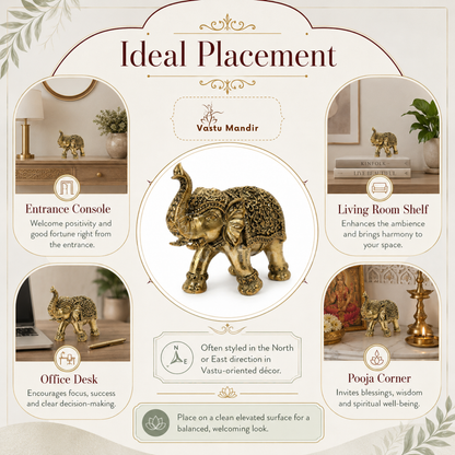 Royal Elephant Brass Figurine | Vastu Remedy for Strength, Stability & Good Fortune | 2 Inch | 60 g