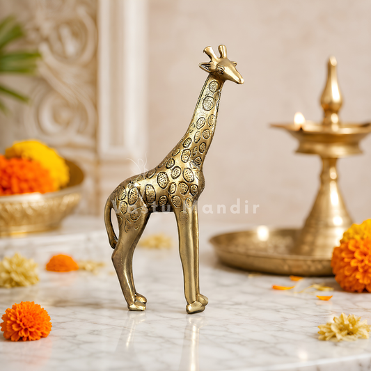 Brass Giraffe Idol Vastu Remedy for Growth, Vision and Long Term Progress for Home and Office | 8 x 23 cm | 950 gm