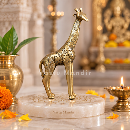 Brass Giraffe Idol Vastu Remedy for Growth, Vision and Long Term Progress for Home and Office | 8 x 23 cm | 950 gm
