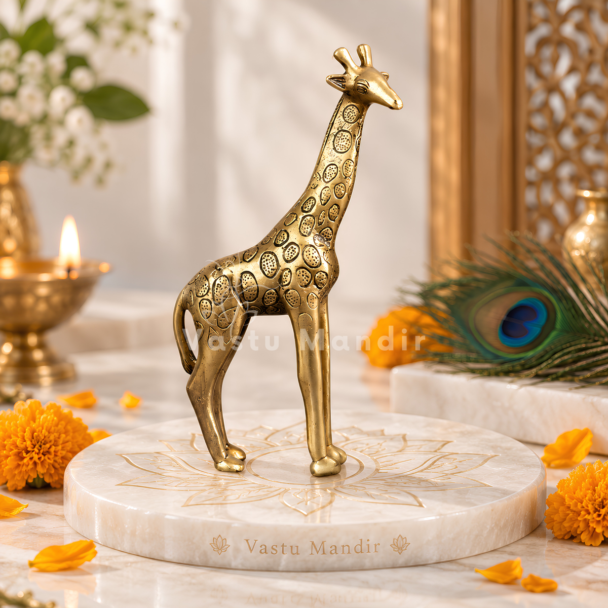 Brass Giraffe Idol Vastu Remedy for Growth, Vision and Long Term Progress for Home and Office | 8 x 23 cm | 950 gm