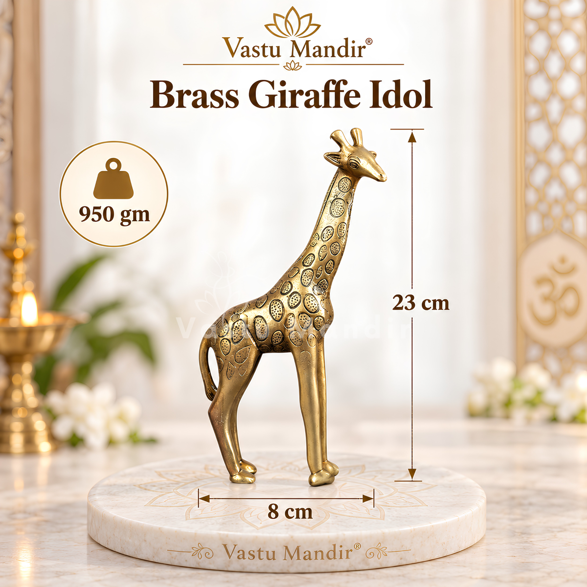 Brass Giraffe Idol Vastu Remedy for Growth, Vision and Long Term Progress for Home and Office | 8 x 23 cm | 950 gm