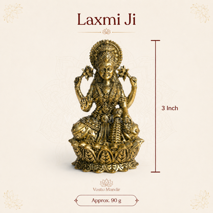 Brass Goddess Lakshmi Idol | Vedic Vastu Sculpture for Wealth, Abundance & Prosperity | 3 Sizes
