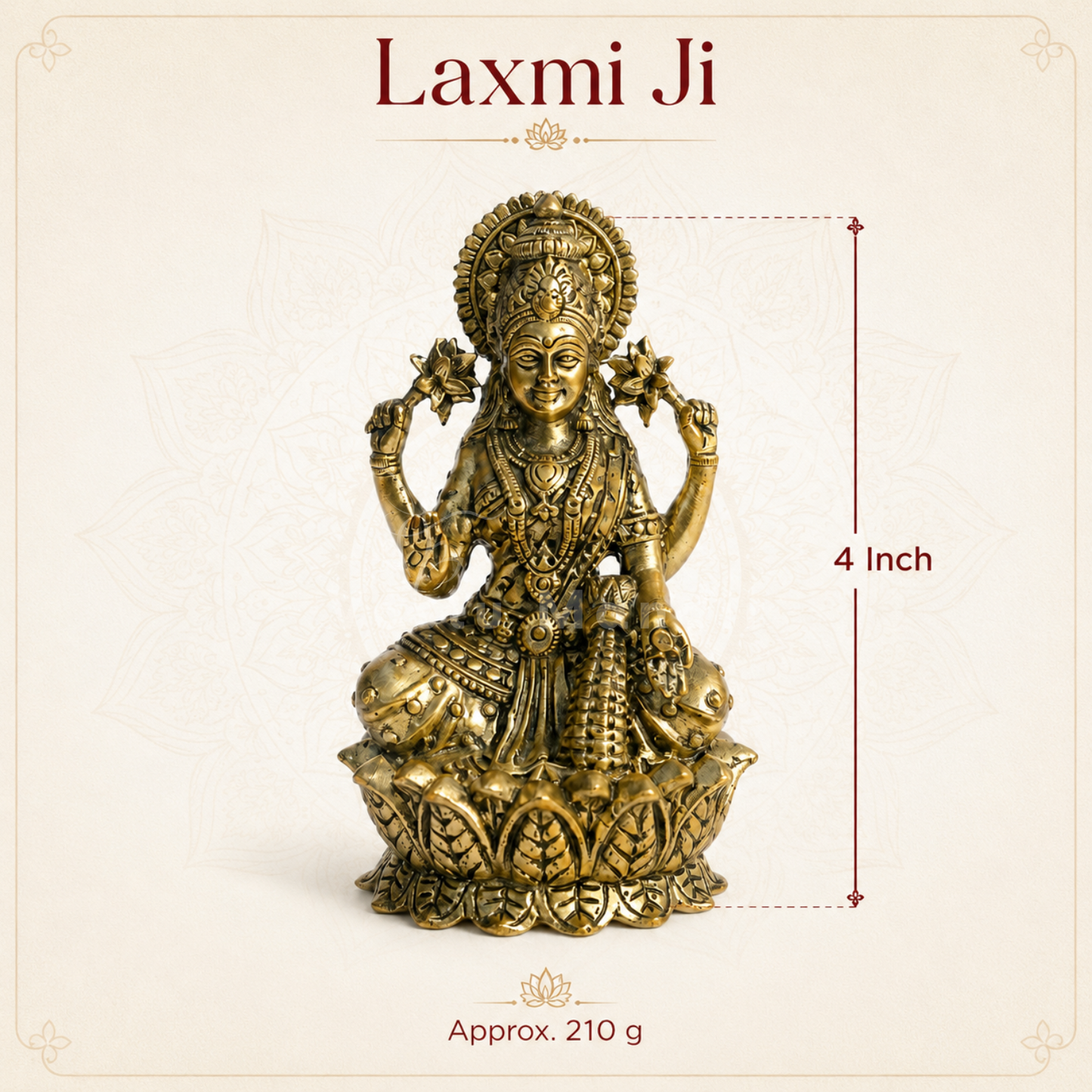 Brass Goddess Lakshmi Idol | Vedic Vastu Sculpture for Wealth, Abundance & Prosperity | 3 Sizes