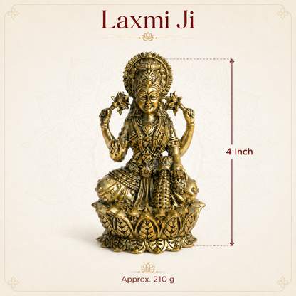 Brass Goddess Lakshmi Idol | Vedic Vastu Sculpture for Wealth, Abundance & Prosperity | 3 Sizes