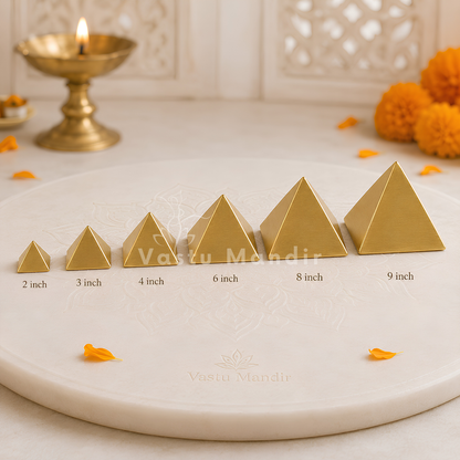 Hollow Brass Pyramid Vastu Remedy for Energy Correction, Space Balance and Spiritual Harmony for Home, Office and Healing Use | 7.6 cm | 160 g