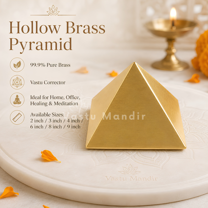 Hollow Brass Pyramid Vastu Remedy for Energy Correction, Space Balance and Spiritual Harmony for Home, Office and Healing Use | 7.6 cm | 160 g