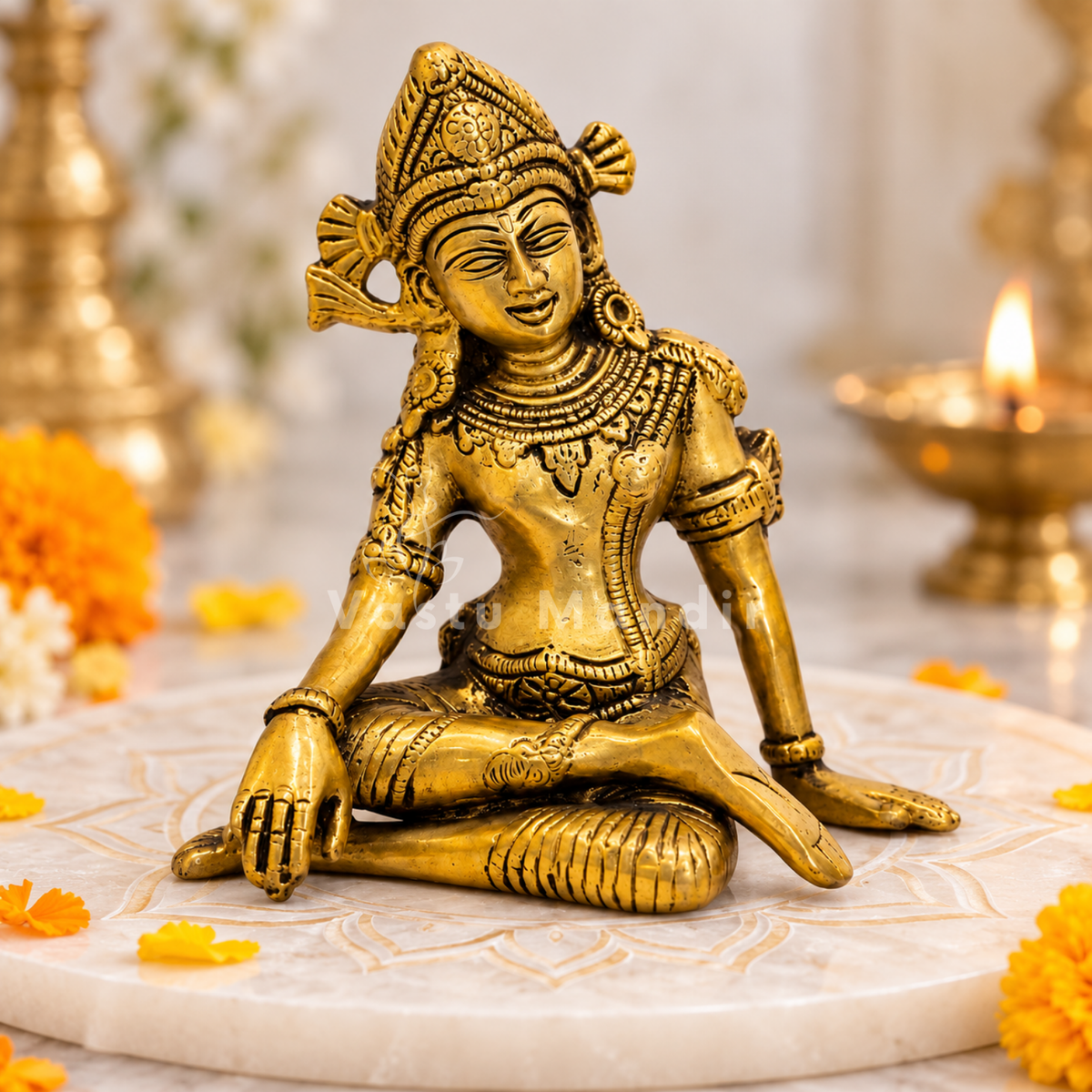 Brass Indra Dev Idol Vastu Remedy for Authority, Courage and Divine Protection for Home and Office Placement | 15 x 8 x 14.3 cm | 1.20 kg