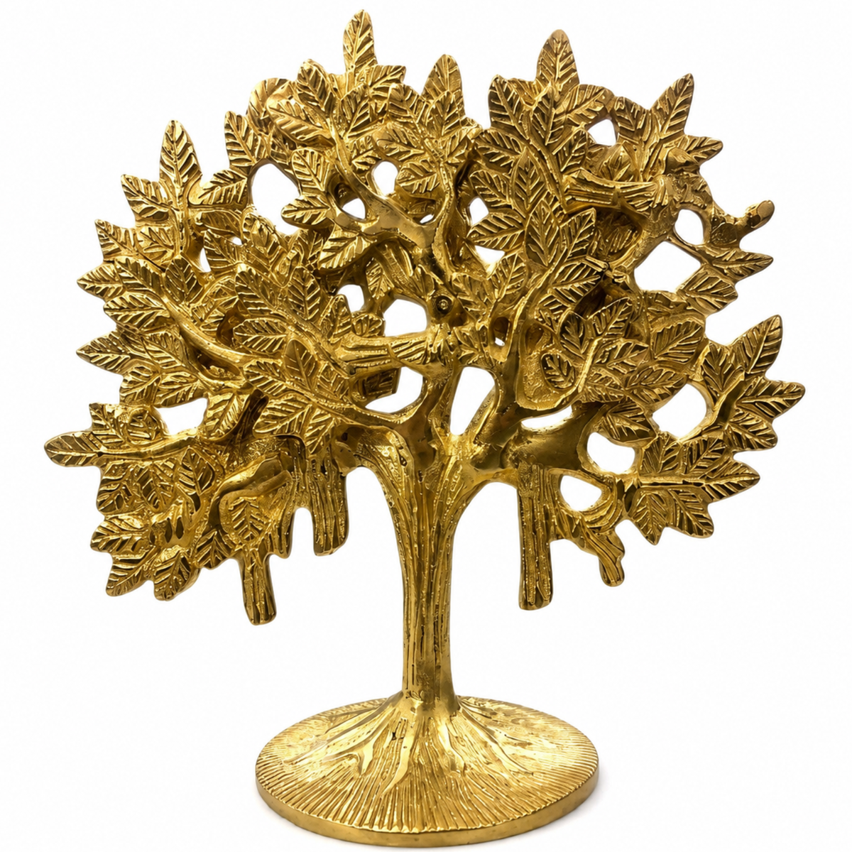 Brass Kalpavriksha tree rear view isolated on white background