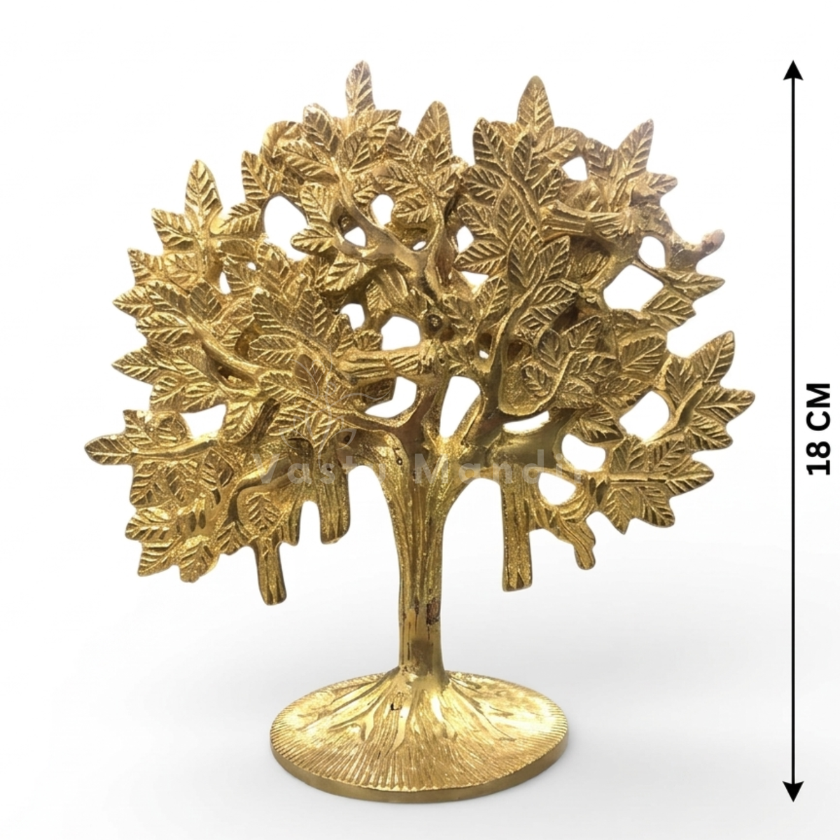 Brass Kalpavriksha tree close-up of the upper canopy and leaf clusters