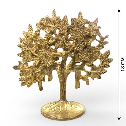 Brass Kalpavriksha tree close-up of the upper canopy and leaf clusters