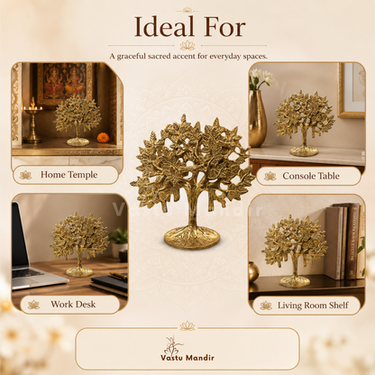 Brass Kalpavriksha tree front view isolated on white background