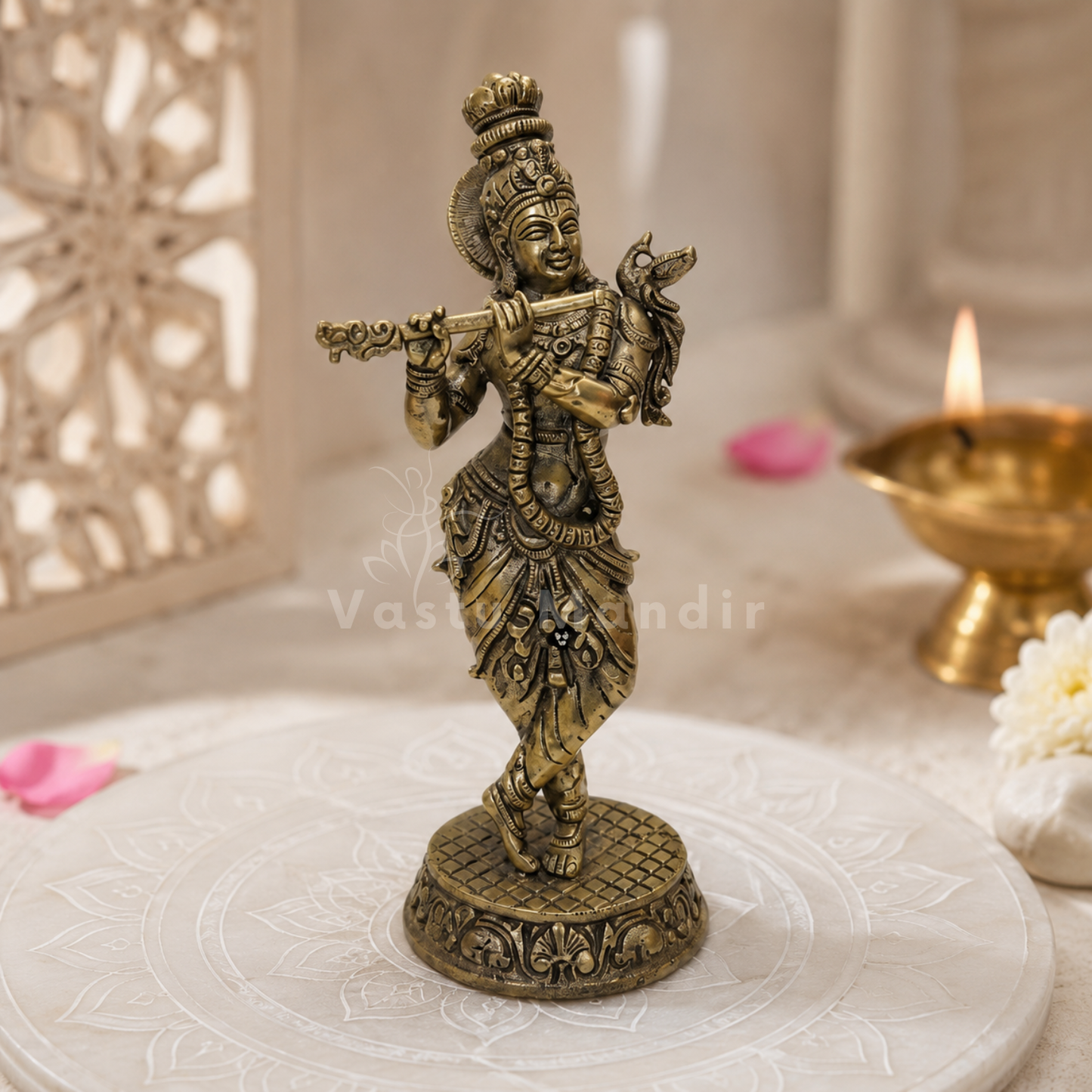 Brass Lord Krishna Idol Vastu Remedy| Vedic Vastu Sculpture for Joy, Harmony & Divine Attraction | 5.5 Inch | 230 g