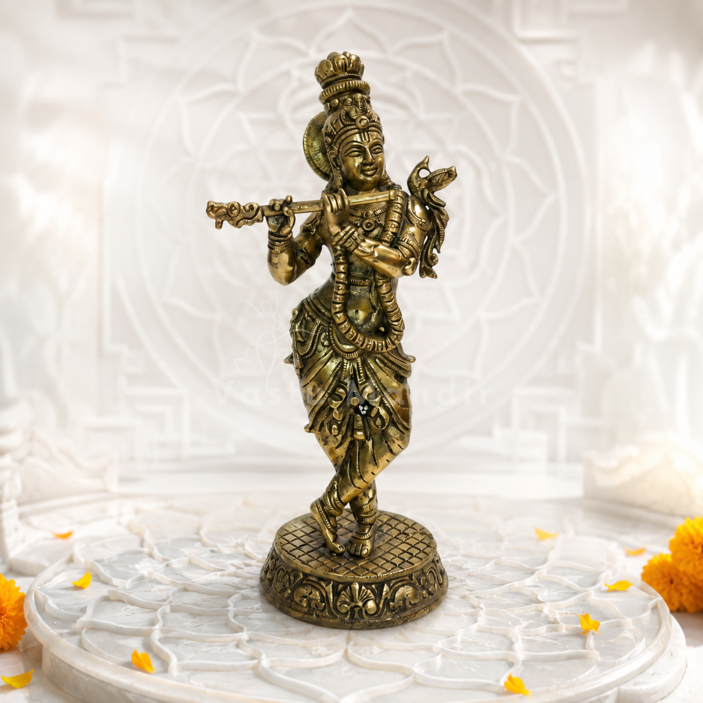 Brass Lord Krishna Idol Vastu Remedy| Vedic Vastu Sculpture for Joy, Harmony & Divine Attraction | 5.5 Inch | 230 g