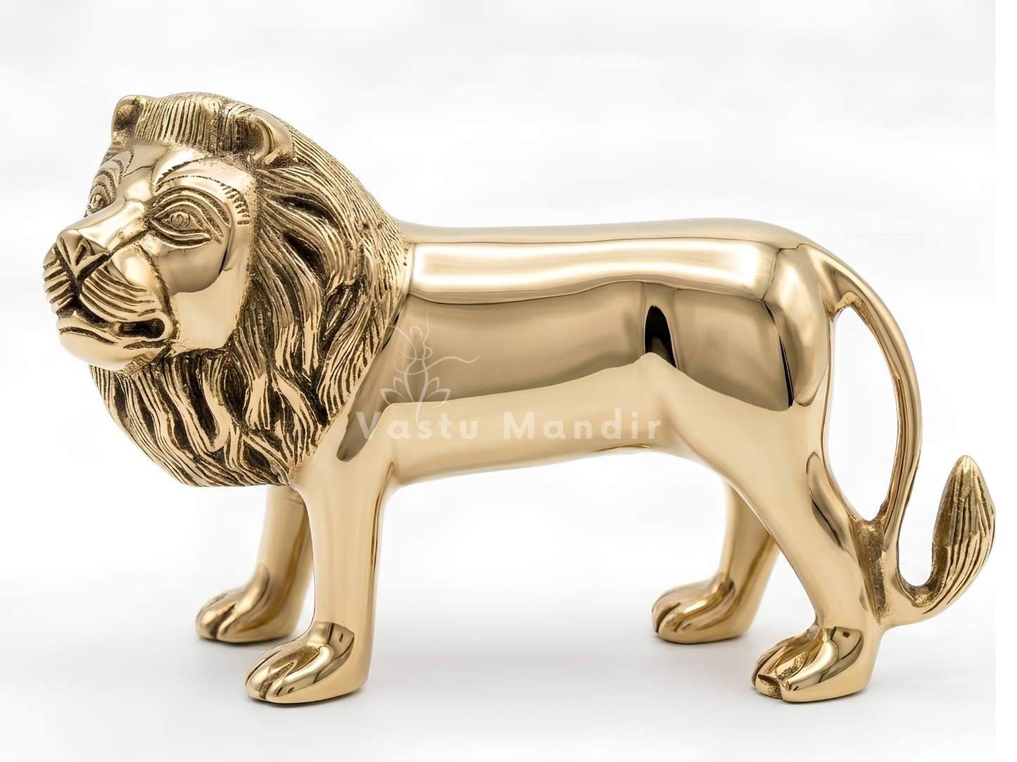 Brass Lion Idol Statue for Home, Office, Vastu Remedy & Decorative Showpiece | 22 × 15 cm | 2.300 kg