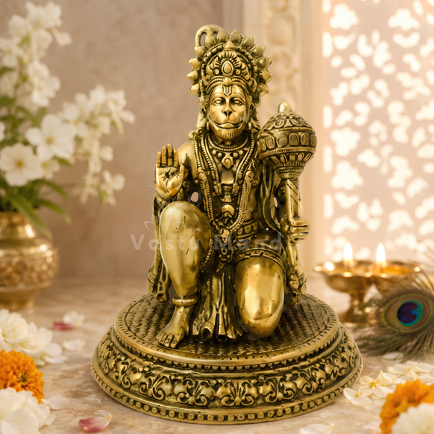 Hanuman Ji Brass Idol | Vastu Remedy for Strength, Protection & Devotion | 3–4 Inch | 140–210 g