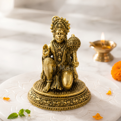 Hanuman Ji Brass Idol | Vastu Remedy for Strength, Protection & Devotion | 3–4 Inch | 140–210 g