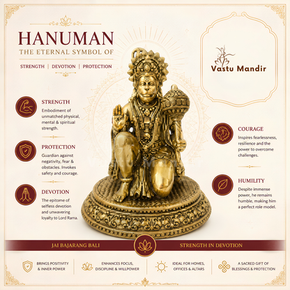 Hanuman Ji Brass Idol | Vastu Remedy for Strength, Protection & Devotion | 3–4 Inch | 140–210 g