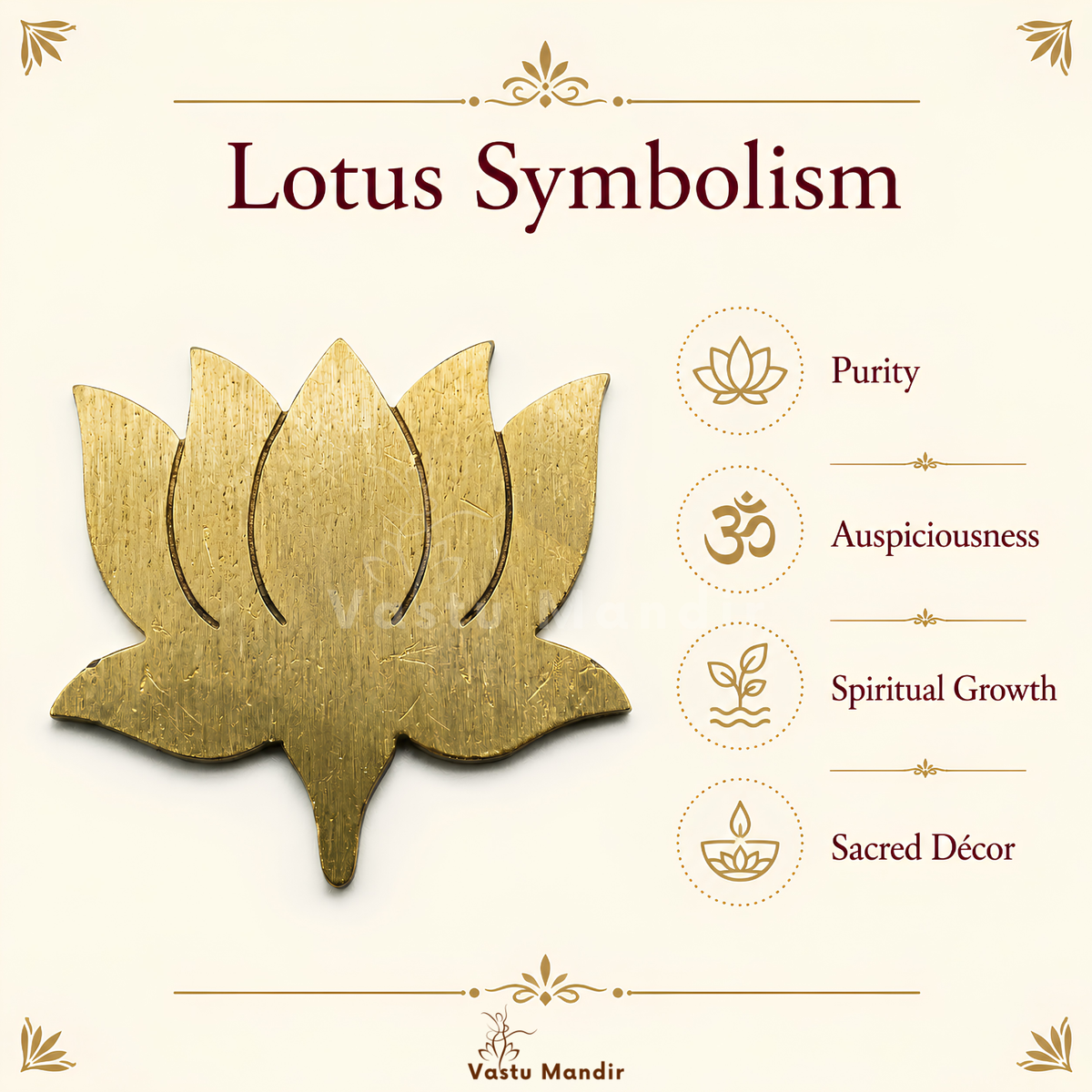 Small brass lotus shown with a scale and size reference